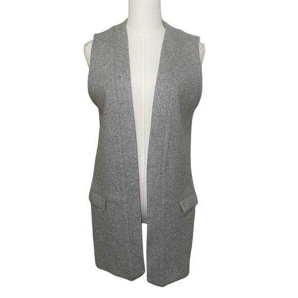 Elevenses Wool Vest Small Women's Anthropologie Gray Open Front Pockets Lined - Picture 1 of 9